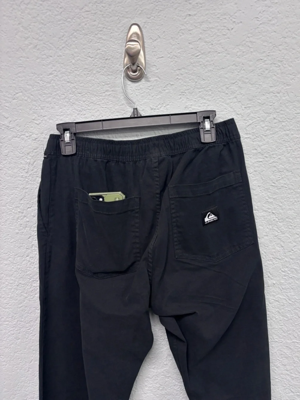 NWT Quiksilver Men’s Sz S Black Elastic Waist Beach Pants; Pckts Fit IPhone 15+
